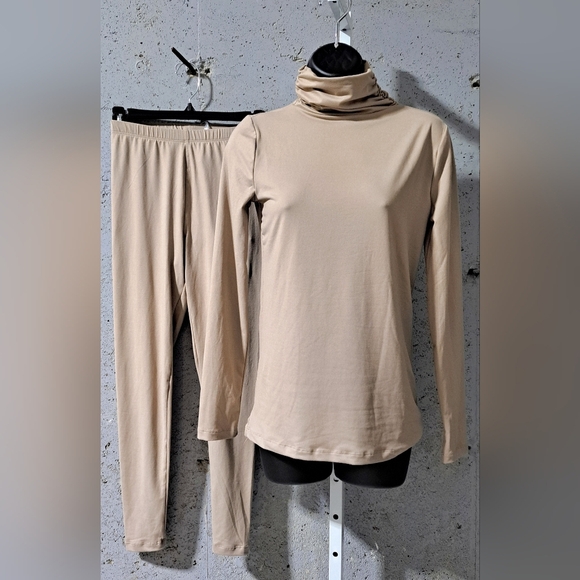 #038 Swank A Posh Beige Turtleneck Leggings Set - Picture 3 of 6